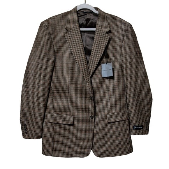 Evan Picone wool cashmere multicolor houndstooth men's sports coat size 44L